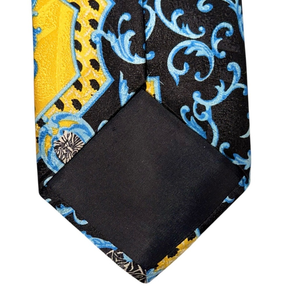 Vintage Lord & Taylor Mens Tie Silk Blue Yellow Baroque Necktie 60x3.75” USA - Picture 4 of 5